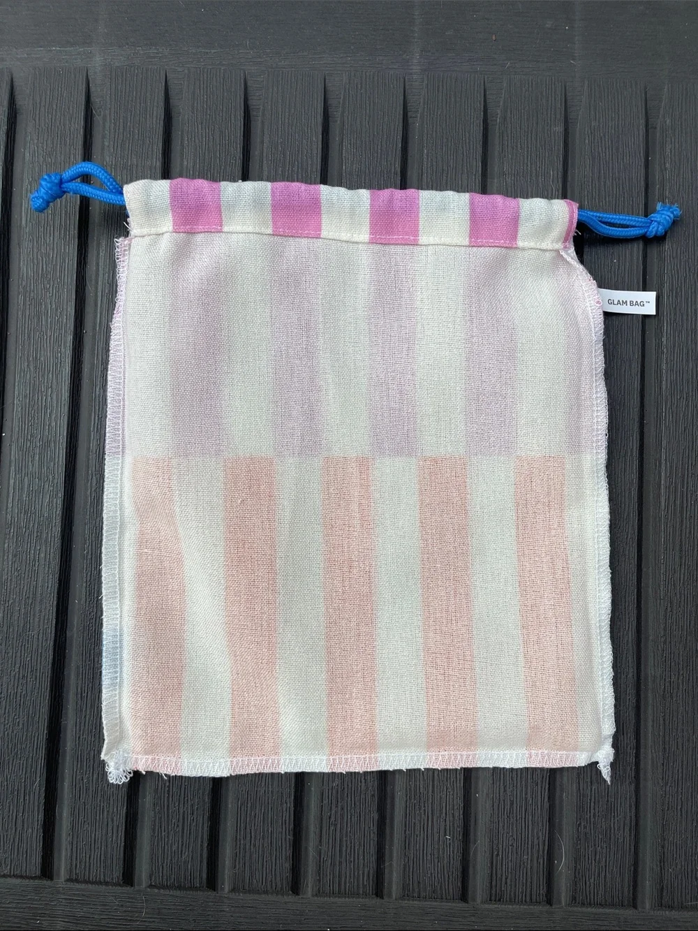 Ipsy - Striped Pink and Orange Makeup Bag